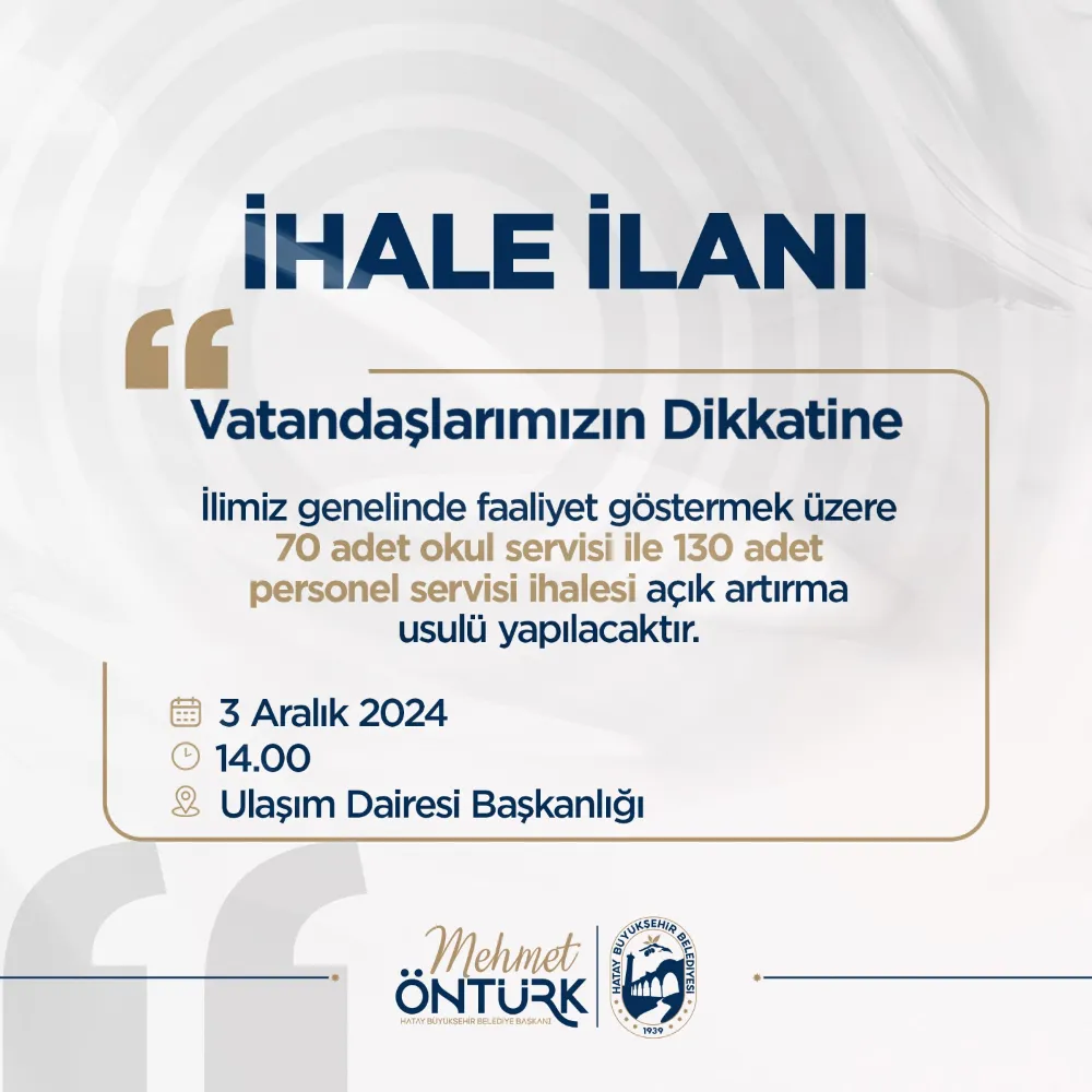 BÜYÜKŞEHİRDEN 200 SERVİS ARACI İÇİN İHALE DUYURUSU