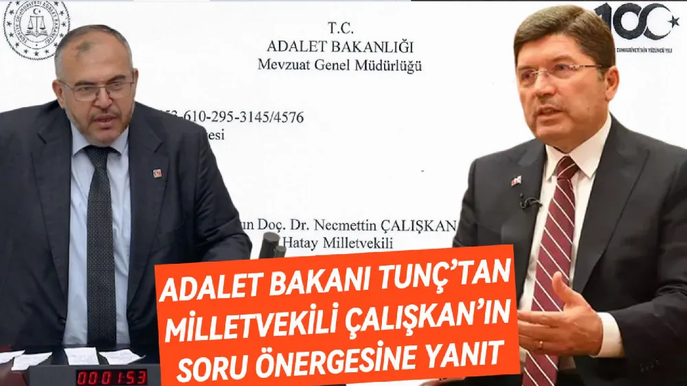 ADALET BAKANI TUNÇ’TAN MİLLETVEKİLİ ÇALIŞKAN’IN SORU ÖNERGESİNE YANIT