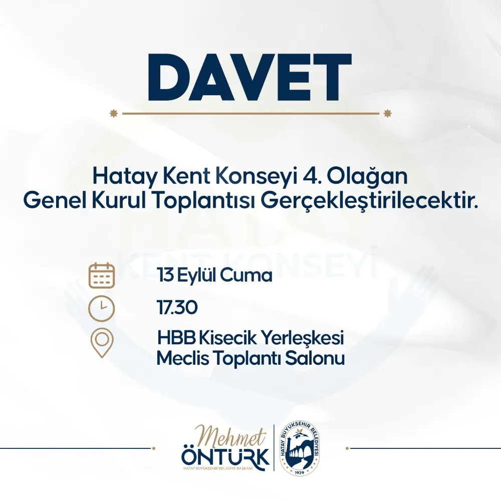 HATAY KENT KONSEYİ BUGÜN TOPLANIYOR