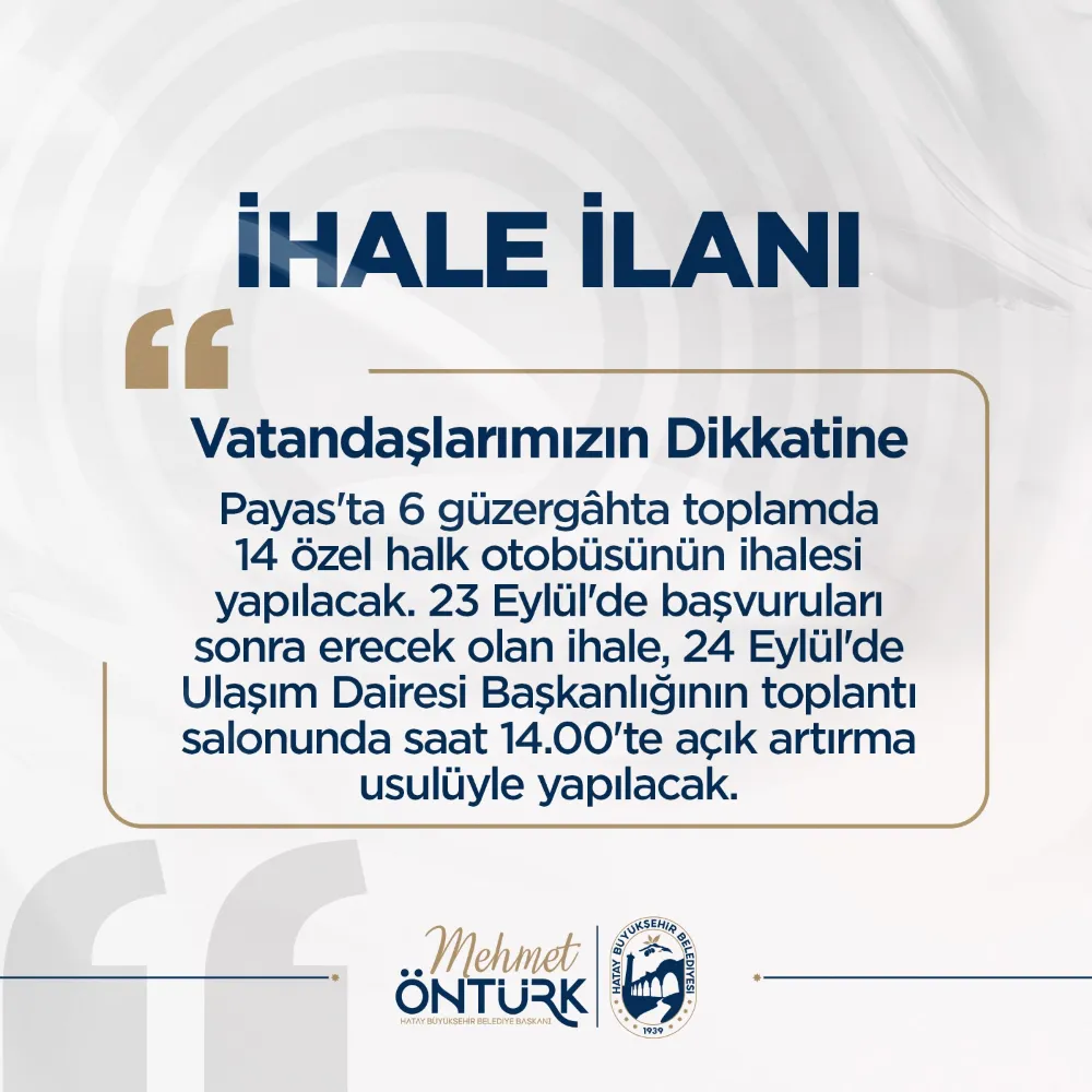 PAYAS’TA 14 ADET TOPLU TAŞIMA İHALESİ YAPILACAK 