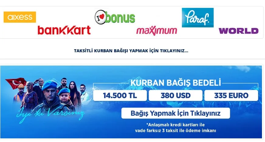 MEHMETÇİK VAKFINA KURBAN BAĞIŞI NASIL YAPILIR?